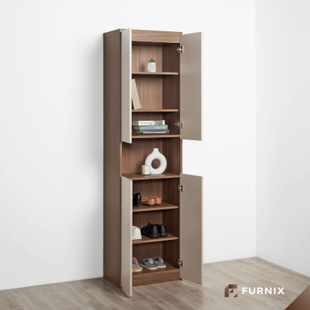 ตู้สูง FURNIX รุ่น VELOCE โมเดล B ขนาด 75*40*220 CM สีเบจและไม้เข้ม_8