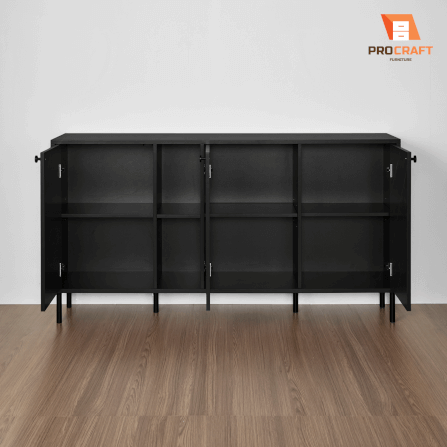 ตู้เก็บของ PROCRAFT รุ่น KAIN โมเดล C10 ขนาด 160*40*85 CM สีดำและลายหินดำ_8