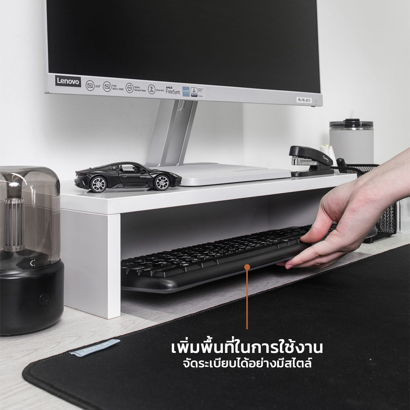 ชั้นวางจอคอม FURNIX รุ่น LINEA ไซส์ S ขนาด 50*25*12 CM สีเทาหม่น_2