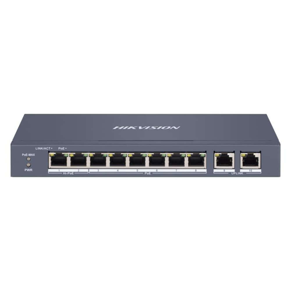 สวิตช์พีโออี HIKVISION รุ่น DS-3E1310HP-EI | สวิตช์ POE อัจฉริยะ 8 พอร์ต FAST ETHERNET