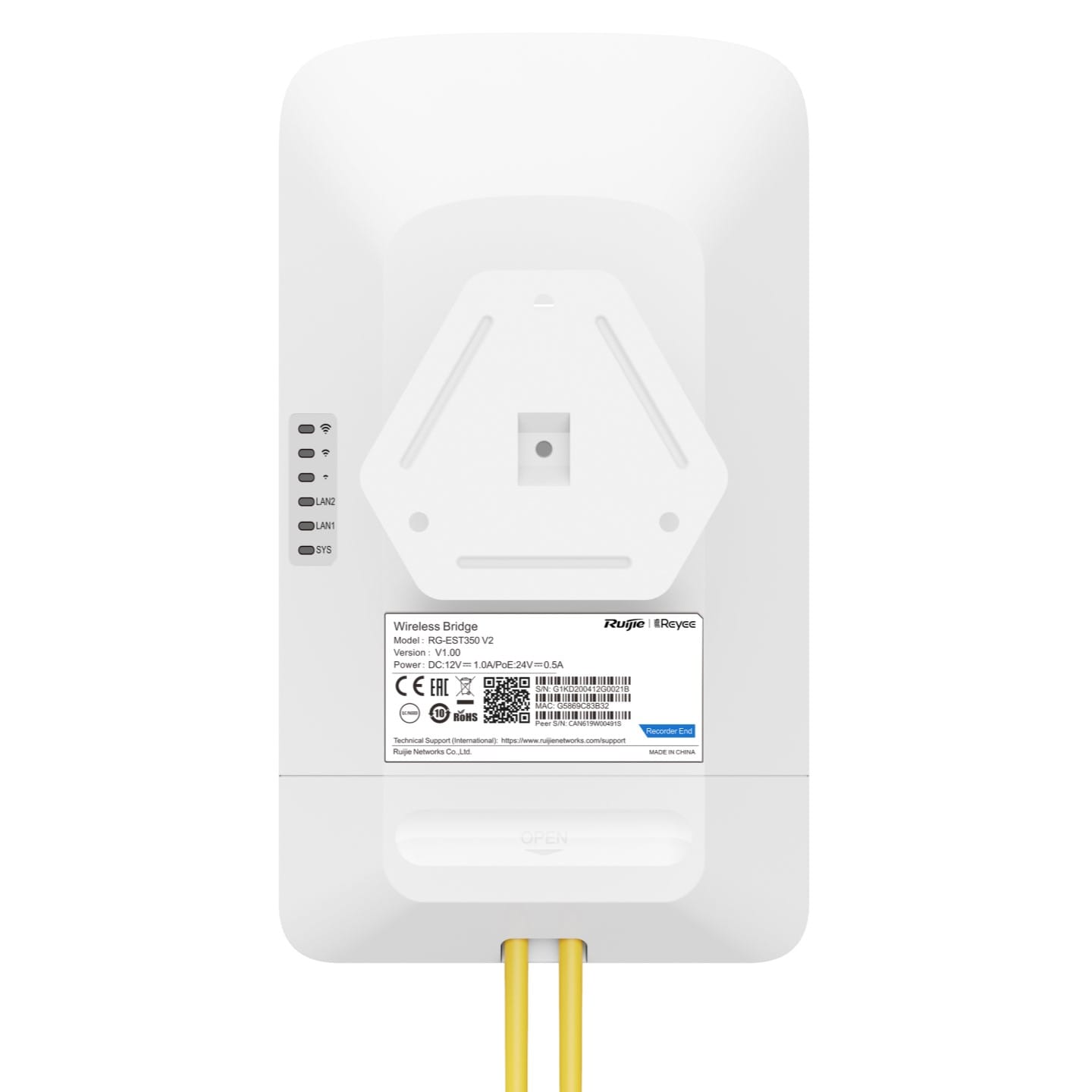 อุปกรณ์เชื่อมต่อเครือข่ายไร้สายระยะไกล RUIJIE-REYEE รุ่น RG-EST350 V2 5GHZ DUAL-STREAM 802.11AC 5KM WIRELESS BRIDGE_5