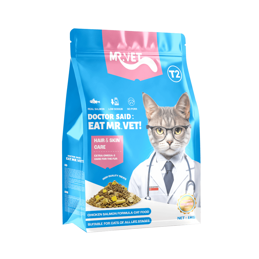 อาหารแมวผสมฟรีซดราย MR.VET สูตร T2 HOLISTIC รสไก่และแซลมอน 1 กก._2