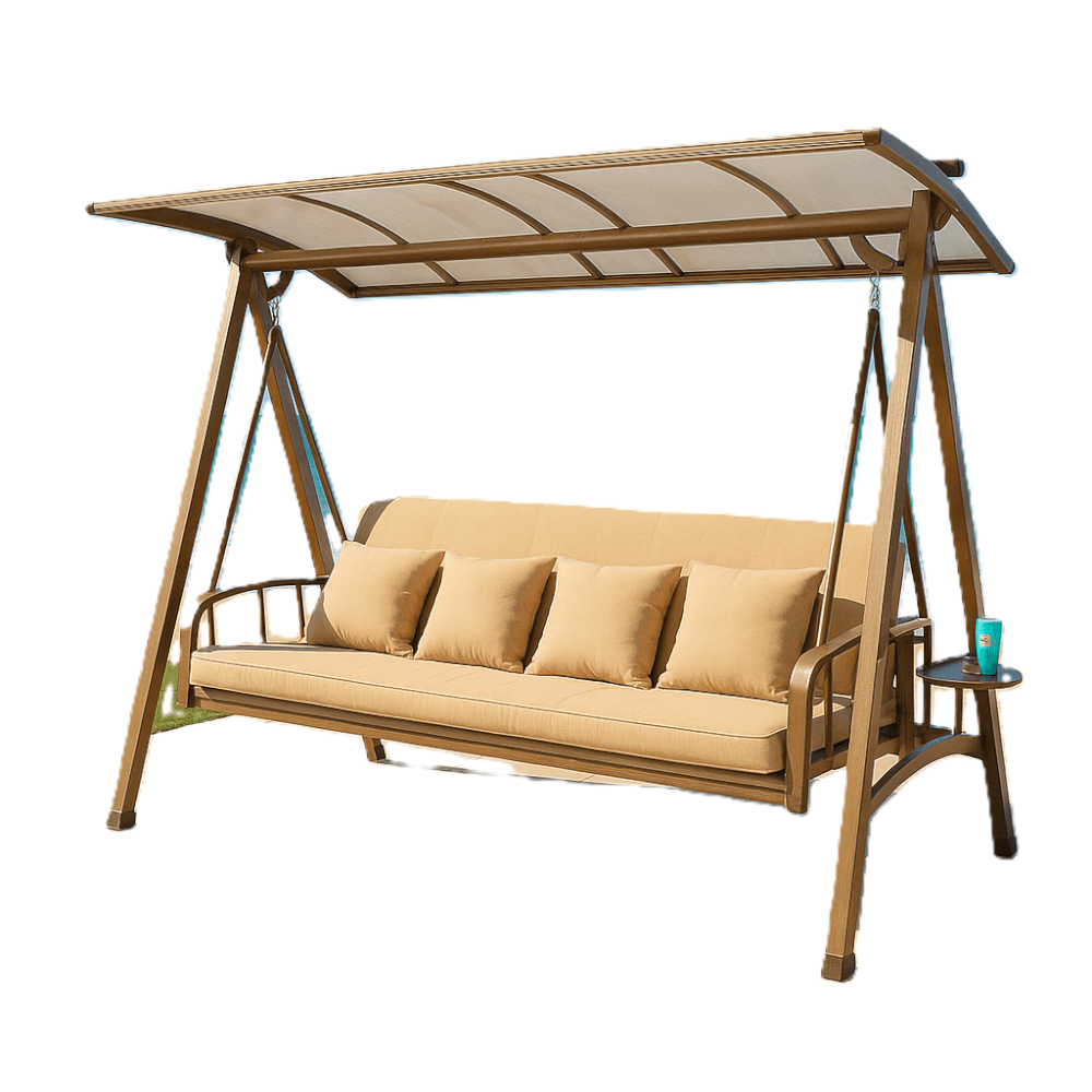 ชิงช้า 4 ที่นั่ง COCOLUXE รุ่น SWAY WARM มาพร้อมโคมไฟโซลาร์เซลล์ สีน้ำตาล_0