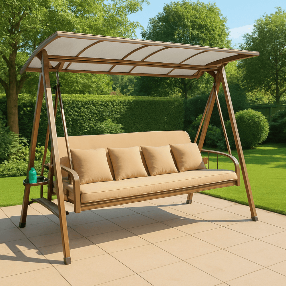 ชิงช้า 4 ที่นั่ง COCOLUXE รุ่น SWAY WARM มาพร้อมโคมไฟโซลาร์เซลล์ สีน้ำตาล_2