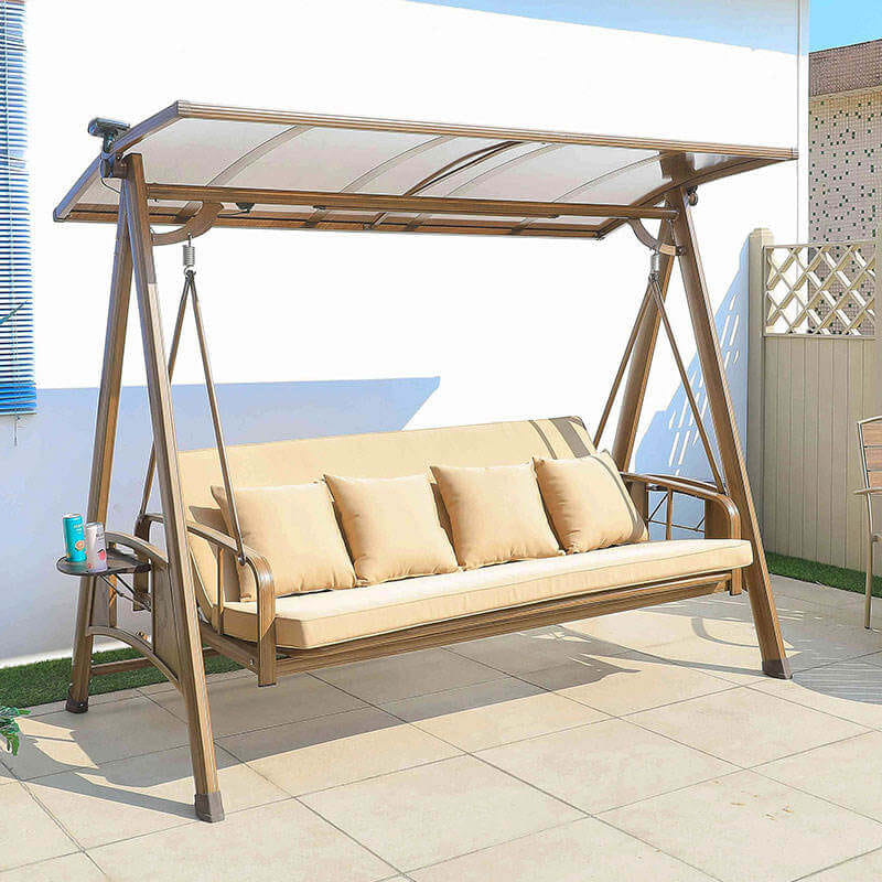 ชิงช้า 4 ที่นั่ง COCOLUXE รุ่น SWAY WARM มาพร้อมโคมไฟโซลาร์เซลล์ สีน้ำตาล_3