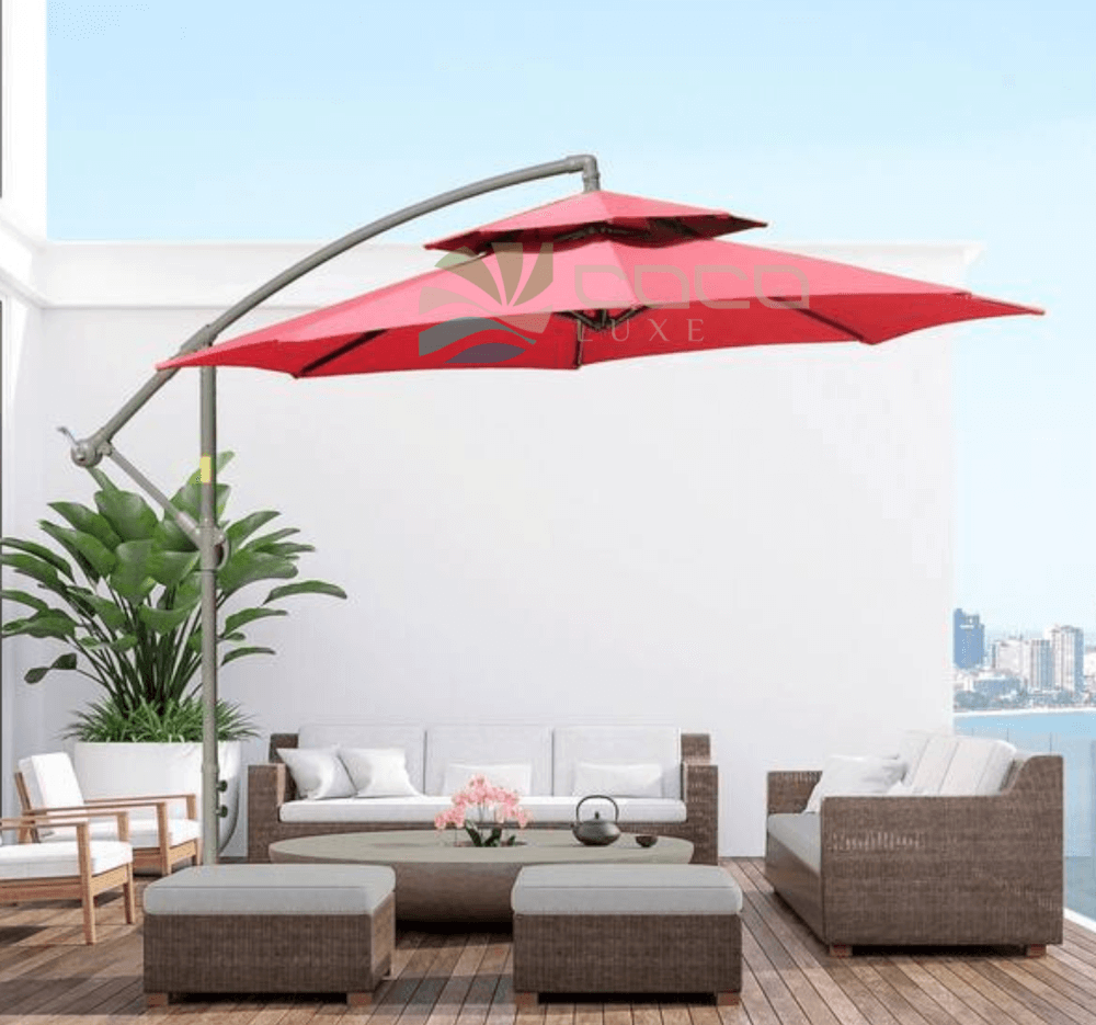 ร่มสนาม 2 ชั้น COCOLUXE SUNSHADE SIDE 270ซม. สีแดง+ฐานหินอ่อน_3