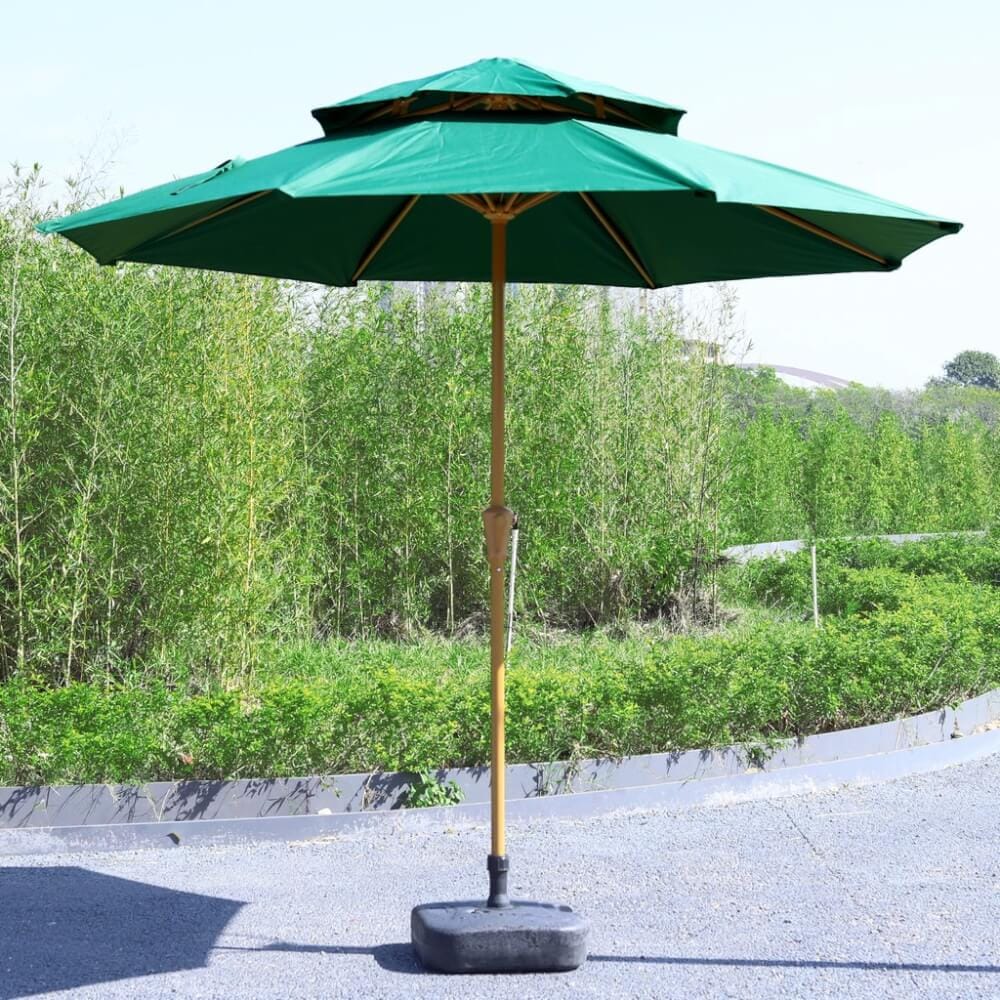 ร่มสนาม 2 ชั้น COCOLUXE SUNSHADE 270ซม. สีเขียว+ฐานหินอ่อน_4