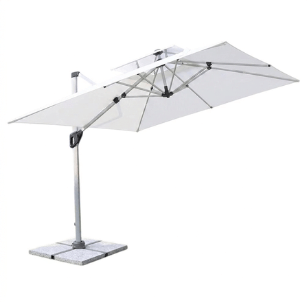 ร่มสนาม 2 ชั้น COCOLUXE SUNSHADE SIDE 300ซม. สีขาว+ฐานหินอ่อน