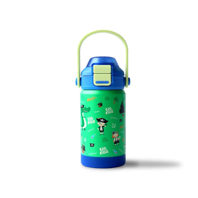 ขวดน้ำเก็บความเย็น เคลือบเซรามิก EKOKIDS ขนาด 360 มล (GREEN CROCODILES)