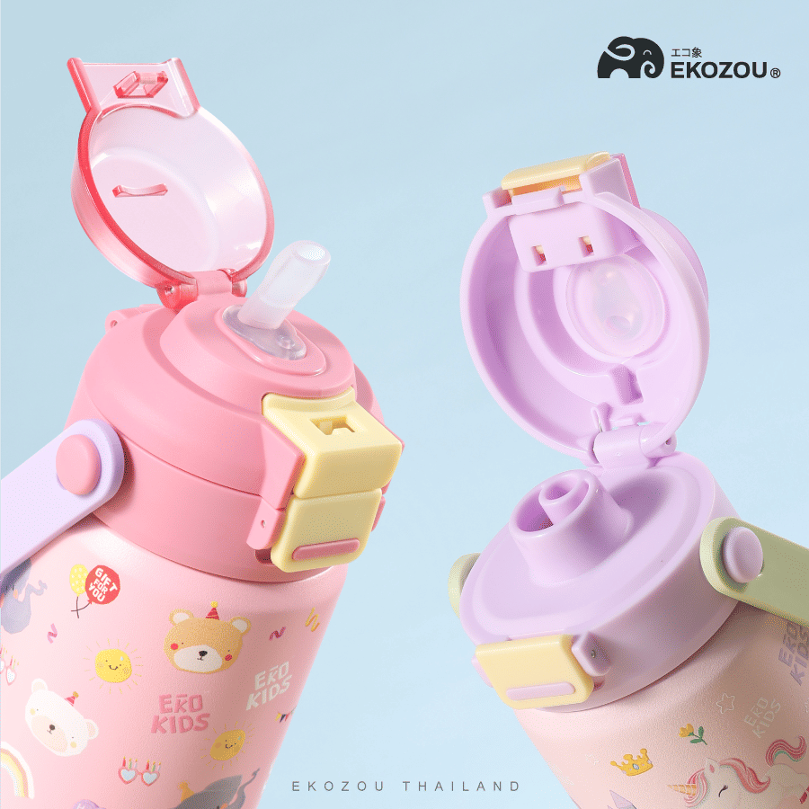 ขวดน้ำเก็บความเย็น เคลือบเซรามิก EKOKIDS ขนาด 360 มล (YELLOW TRUCK)