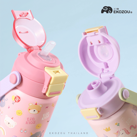 ขวดน้ำเก็บความเย็น เคลือบเซรามิก EKOKIDS ขนาด 360 มล (YELLOW TRUCK)_3