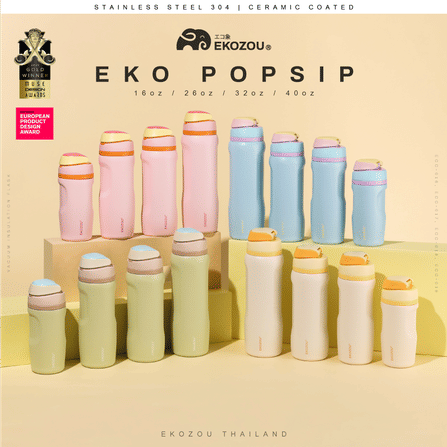 ขวดน้ำเก็บความเย็น เคลือบเซรามิก EKOZOU รุ่น EKO POPSIP 480 มล (CREAM)_2