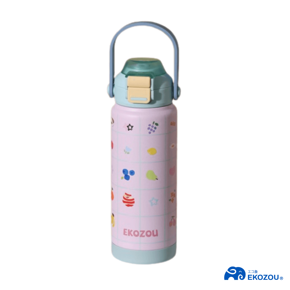 ขวดน้ำเก็บความเย็น เคลือบเซรามิก EKOZOU KATI AND CHATHAI ขนาด 750ML. (BLUE-PINK)