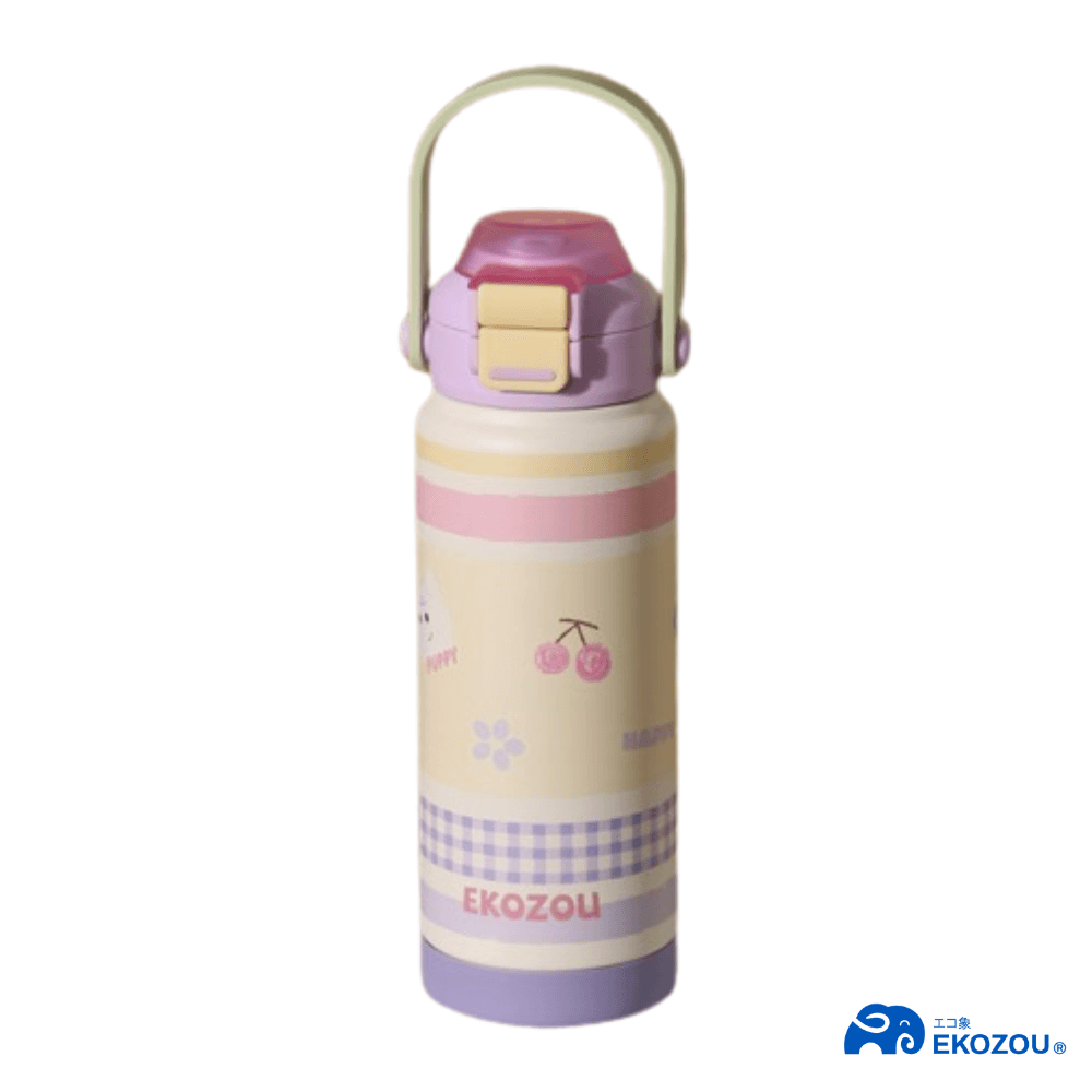 ขวดน้ำเก็บความเย็น เคลือบเซรามิก EKOZOU KATI AND CHATHAI ขนาด 750ML. (PURPLE-CREAM)