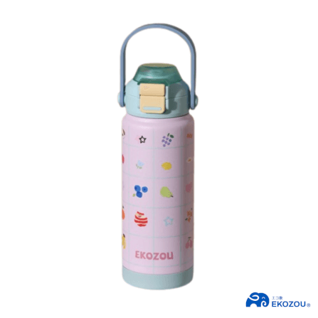 ขวดน้ำเก็บความเย็น เคลือบเซรามิก EKOZOU KATI AND CHATHAI ขนาด 750ML. (BLUE-PINK)