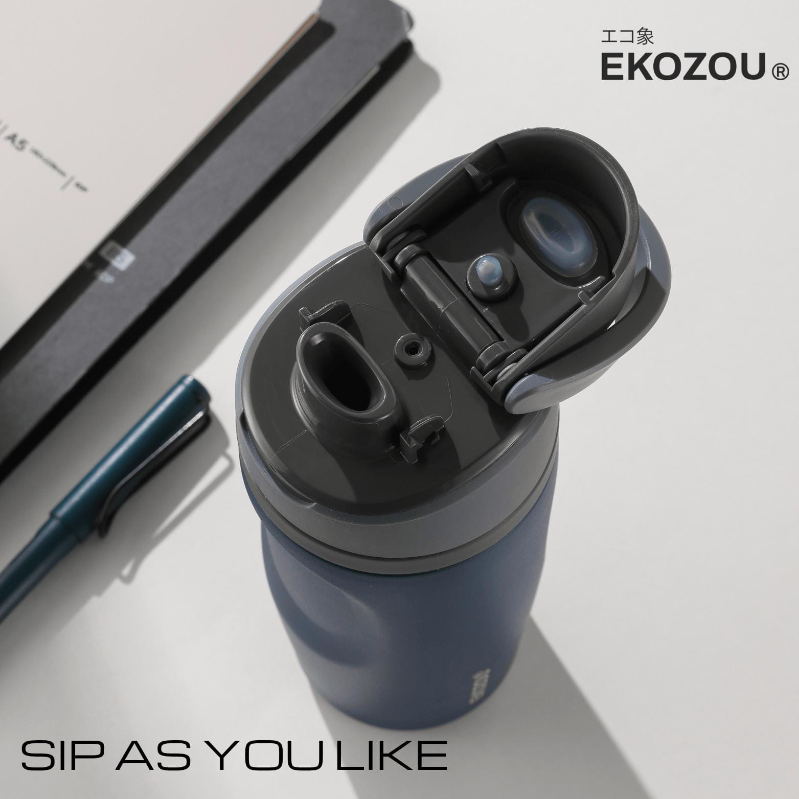 ขวดน้ำเก็บความเย็น เคลือบเซรามิก EKOZOU รุ่น EKO POPSIP – STEALTH SERIES 1000 มล (SHADOW BLACK)_4