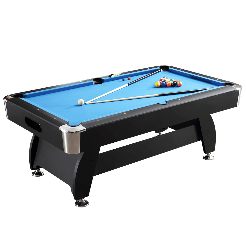 โต๊ะพูล POOL BILLIARD TABLE V.1 อุปกรณ์พร้อมเล่น ขนาด 7ฟุต โต๊ะสีดำสักหลากสีน้ำเงิน_0