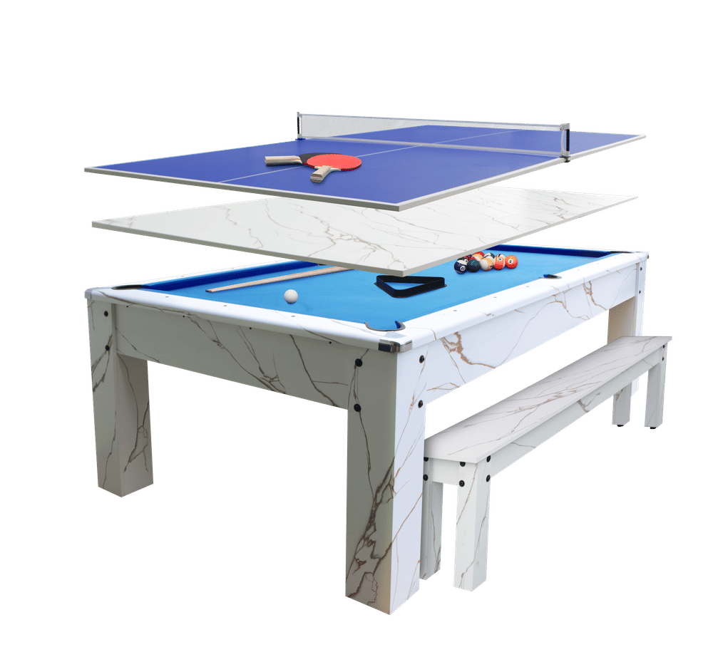 โต๊ะพูล 3IN1 POOL BILLIARD รุ่น V.17 ขนาด 7 ฟุต โต๊ะสีขาวลายหินอ่อน