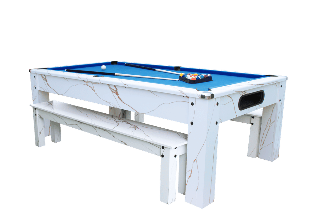 โต๊ะพูล 3IN1 POOL BILLIARD รุ่น V.18 ขนาด 8 ฟุต โต๊ะสีขาวลายหินอ่อน