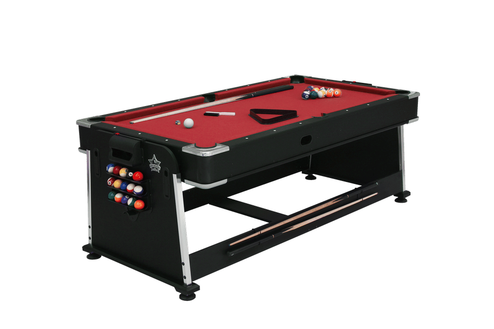 โต๊ะพูล 4IN1 POOL BILLIARD อุปกรณ์พร้อมเล่น ขนาด 7ฟุต สักหลาดแดง