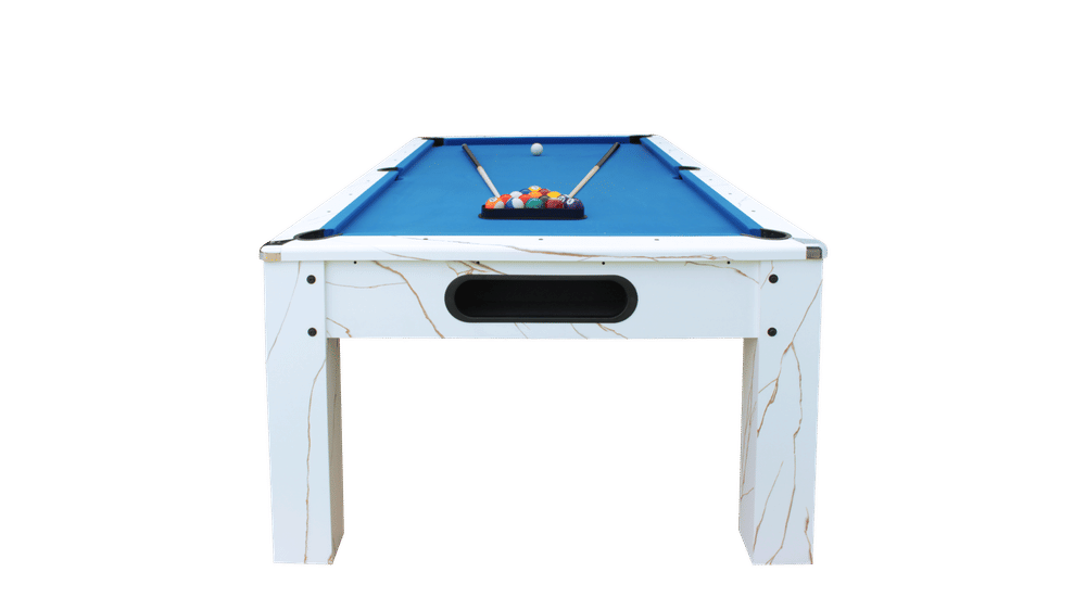 โต๊ะพูล 3IN1 POOL BILLIARD รุ่น V.18 ขนาด 8 ฟุต โต๊ะสีขาวลายหินอ่อน