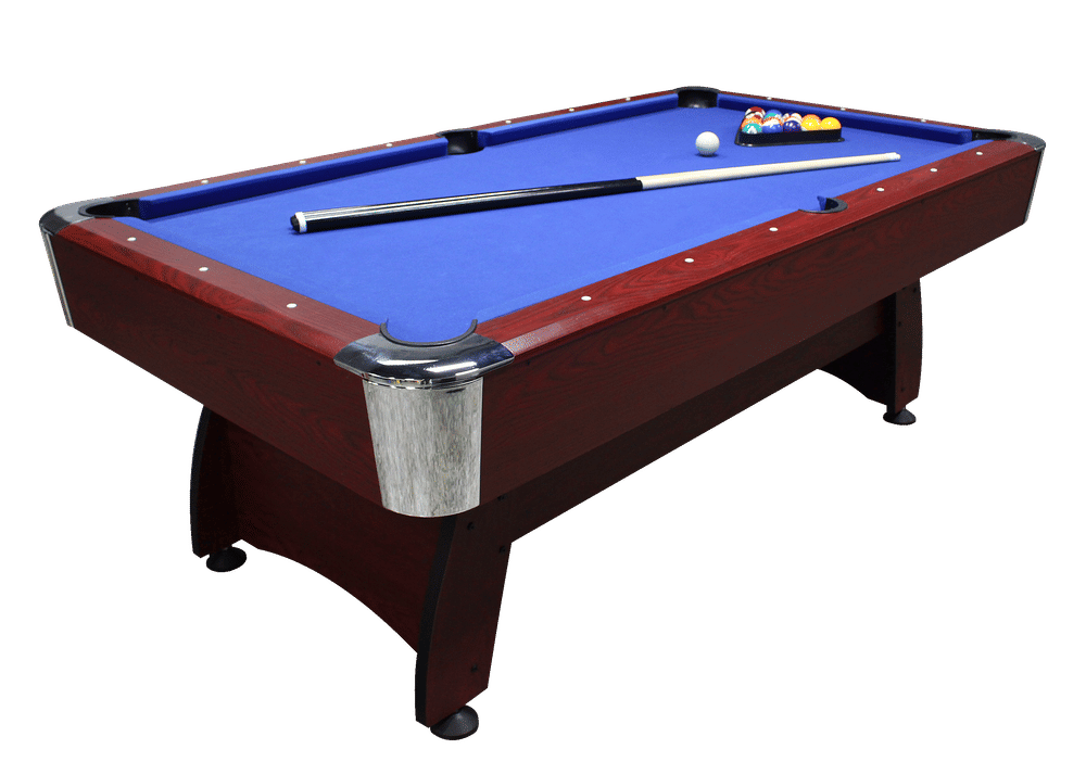 โต๊ะพูล POOL BILLIARD V.1 อุปกรณ์พร้อมเล่น ขนาด 7ฟุต โต๊ะสีน้ำตาลสักหลากสีน้ำเงิน