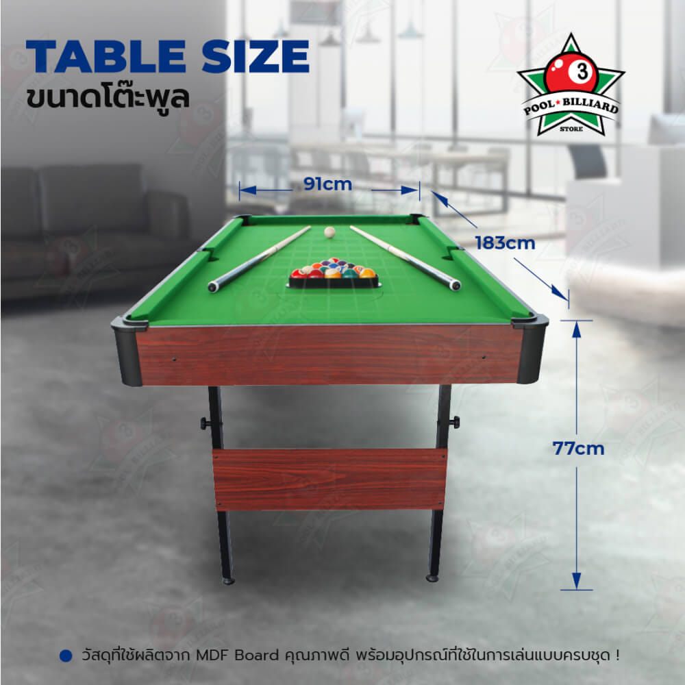 โต๊ะพูลพับได้ POOLBILLIARD TABLE รุ่น V.19 ขนาด 6 ฟุต_6