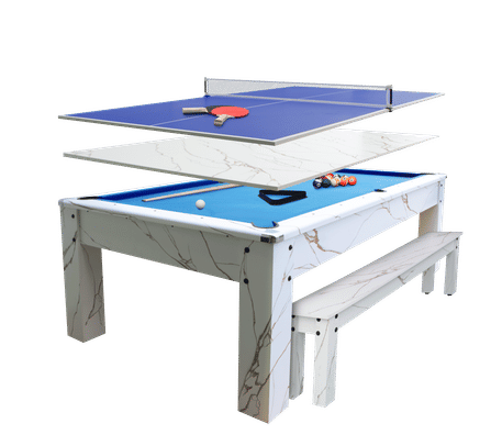 โต๊ะพูล 3IN1 POOL BILLIARD รุ่น V.17 ขนาด 7 ฟุต โต๊ะสีขาวลายหินอ่อน_0