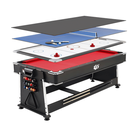 โต๊ะพูล 4IN1 POOL BILLIARD อุปกรณ์พร้อมเล่น ขนาด 7ฟุต สักหลาดแดง_0
