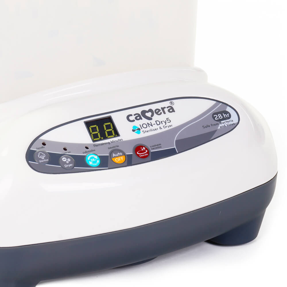 เครื่องนึ่งฆ่าเชื้อพร้อมอบแห้ง CAMERA รุ่น IONDRY 5 อบลมร้อน ปล่อยประจุลบ โหมดปลอดเชื้อ 28 ชั่วโมง