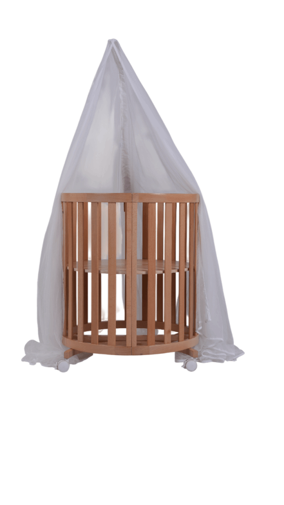 เตียงเด็ก MOMCO SOVA WOODEN COT พร้อมมุ้ง ปรับขนาดได้ 6 รูปแบบ สีไม้ธรรมชาติ