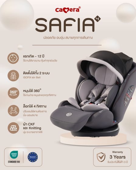 คาร์ซีท CAMERA รุ่น SAFIA 4 สีเทา_9