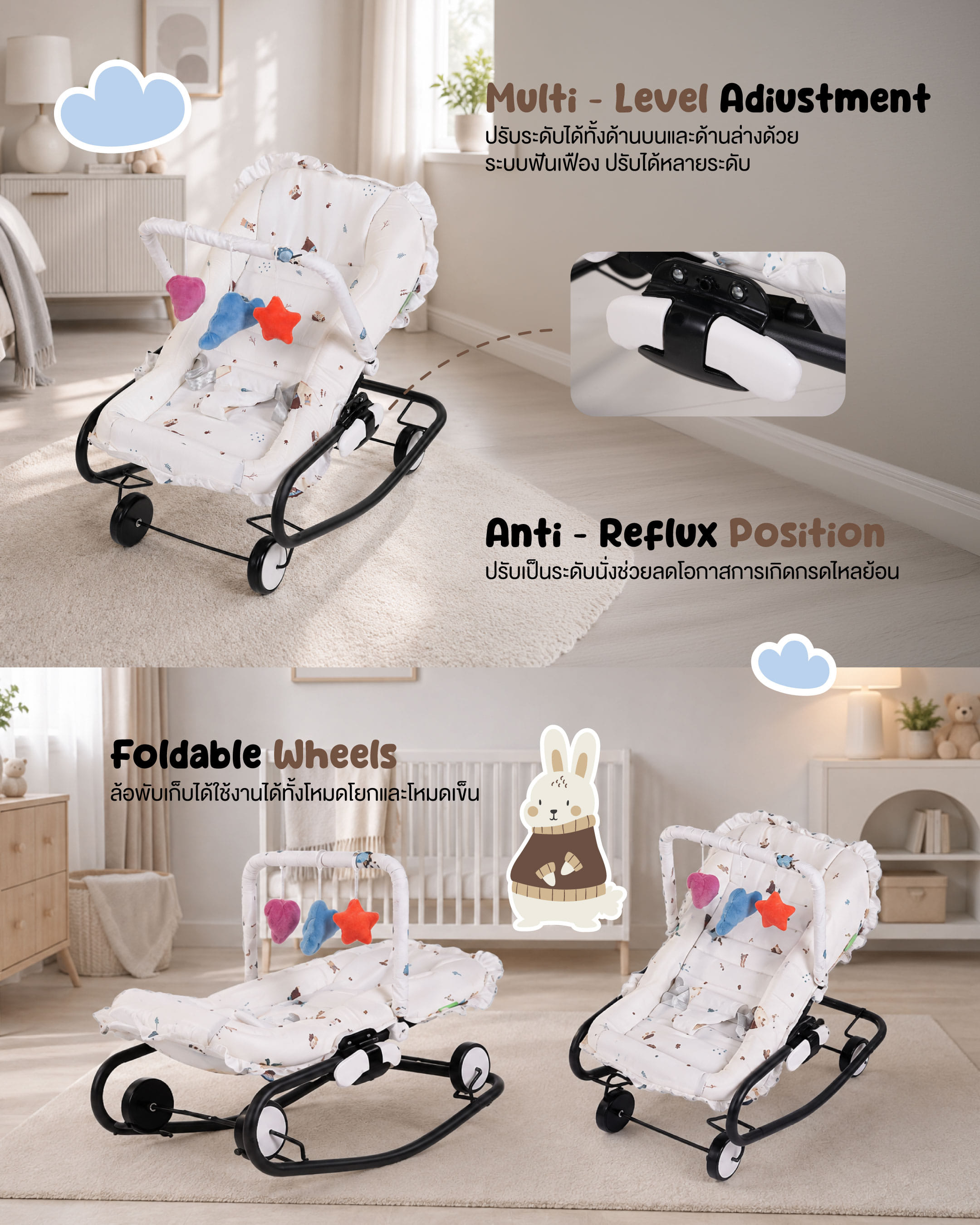 เปลโยก CAMERA MALMO LUBIX สีขาวโครงสีดำ_4