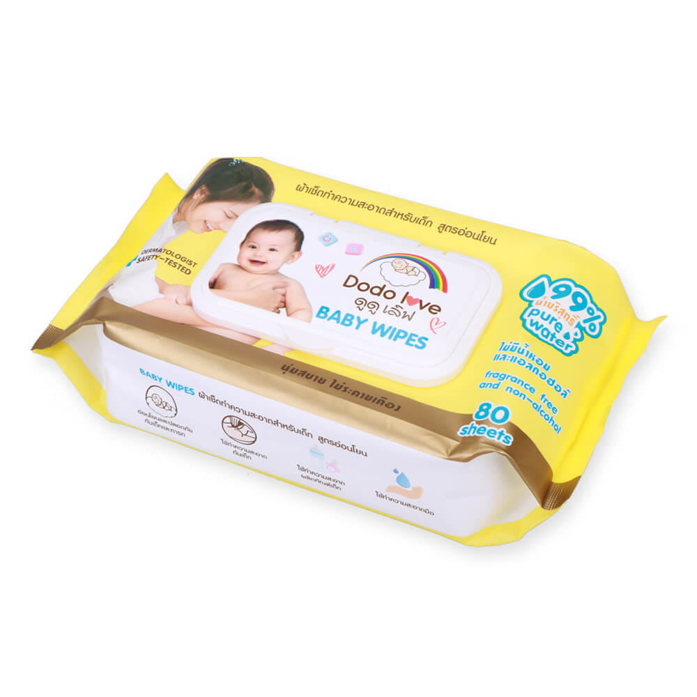 ทิชชู่เปียก DODOLOVE ผ้าเช็ดทำความสะอาดสำหรับเด็ก สูตรอ่อนโยน 80 แผ่น