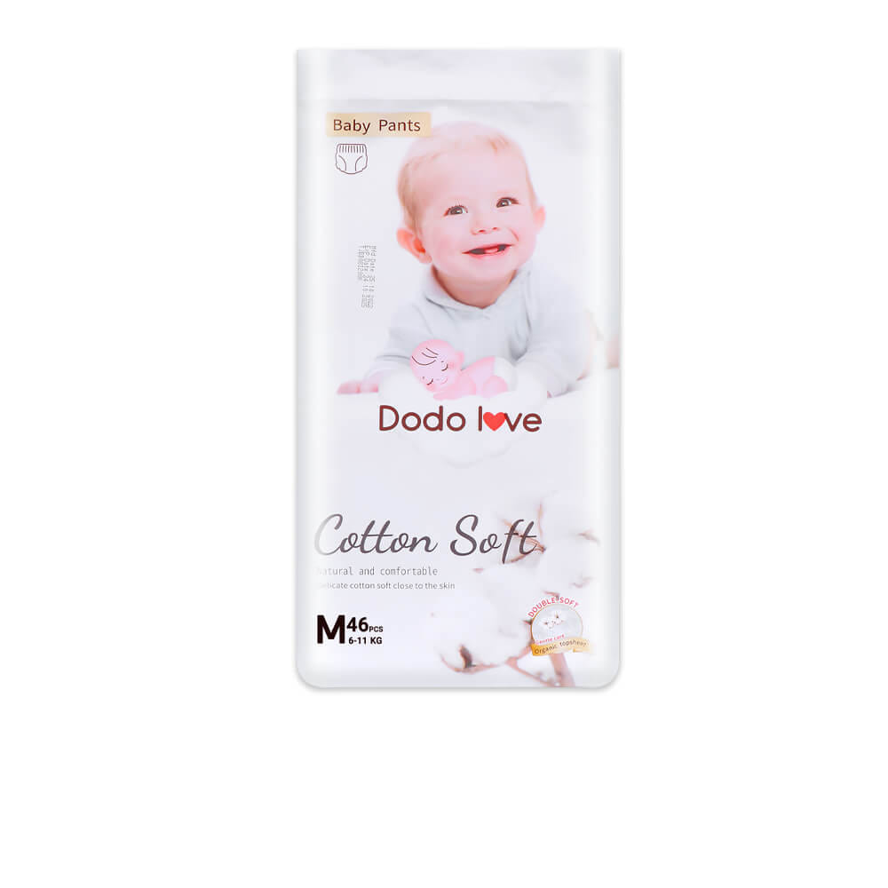 ผ้าอ้อมสำเร็จรูป DODOLOVE ดับเบิ้ลซอฟต์ ออร์แกนิก ท็อปชีท ขนาด M/46ชิ้น