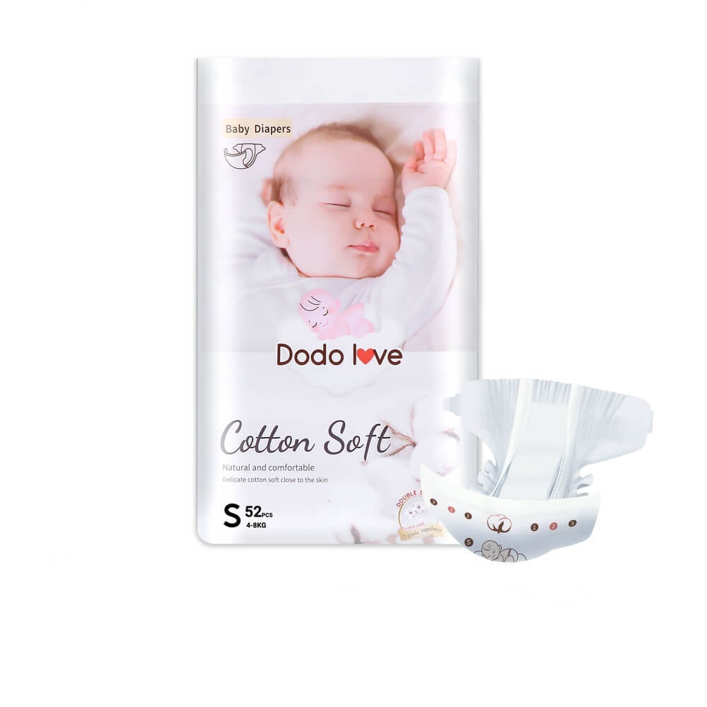 ผ้าอ้อมสำเร็จรูป DODOLOVE ดับเบิ้ลซอฟต์ ออร์แกนิก ท็อปชีท ขนาด S/52ชิ้น