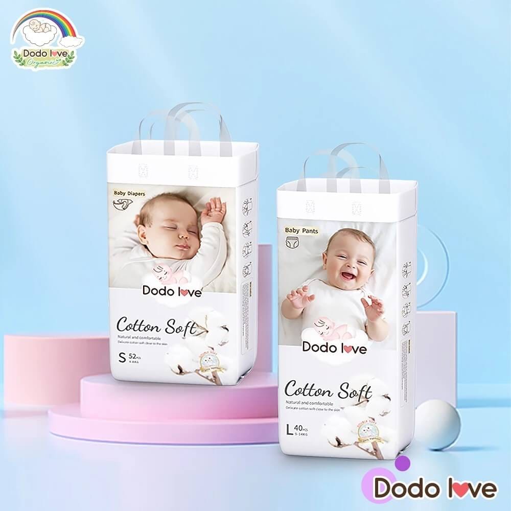 ผ้าอ้อมสำเร็จรูป DODOLOVE ดับเบิ้ลซอฟต์ ออร์แกนิก ท็อปชีท ขนาด S/52ชิ้น_2