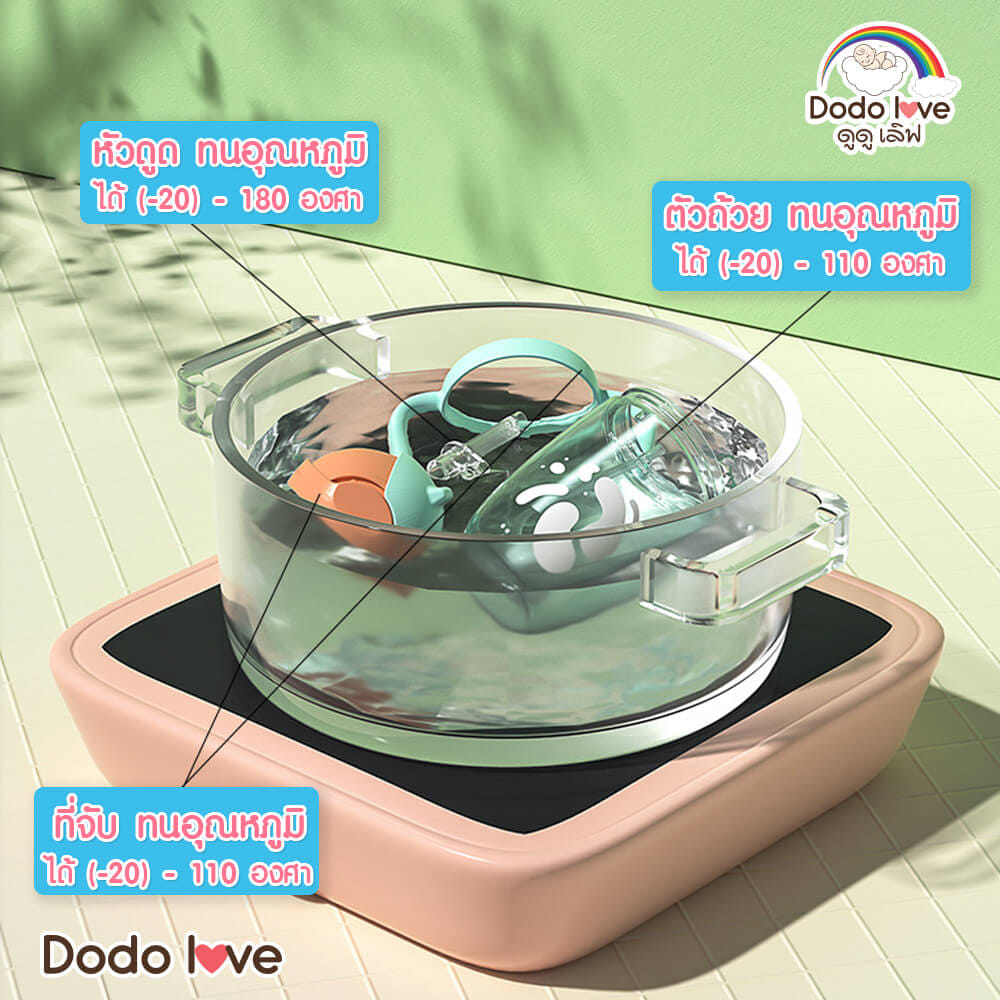 แก้วน้ำซิลิโคนมีหูจับ DODOLOVE พร้อมหลอดดูด สีชมพู