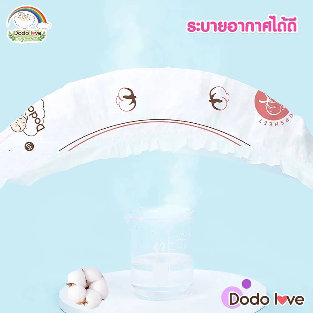 ผ้าอ้อมสำเร็จรูป DODOLOVE ดับเบิ้ลซอฟต์ ออร์แกนิก ท็อปชีท ขนาด S/52ชิ้น_6