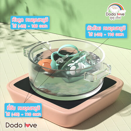 แก้วน้ำซิลิโคนมีหูจับ DODOLOVE พร้อมหลอดดูด สีชมพู_4