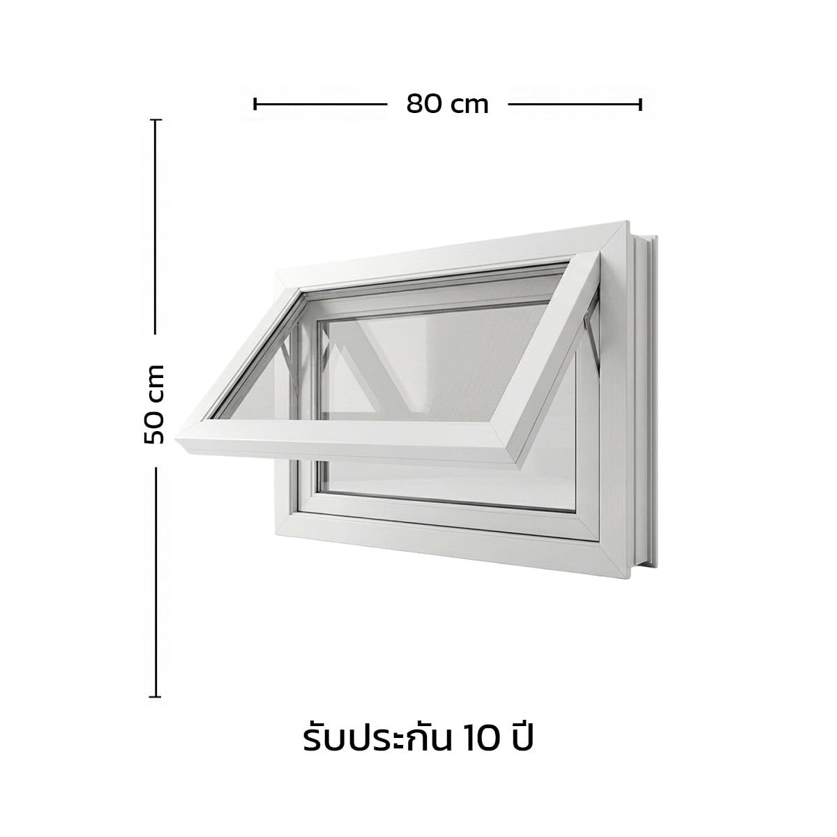 หน้าต่างบานกระทุ้งพร้อมมุ้ง UPVC GOSCH 80×50 ซม. สีขาว_1