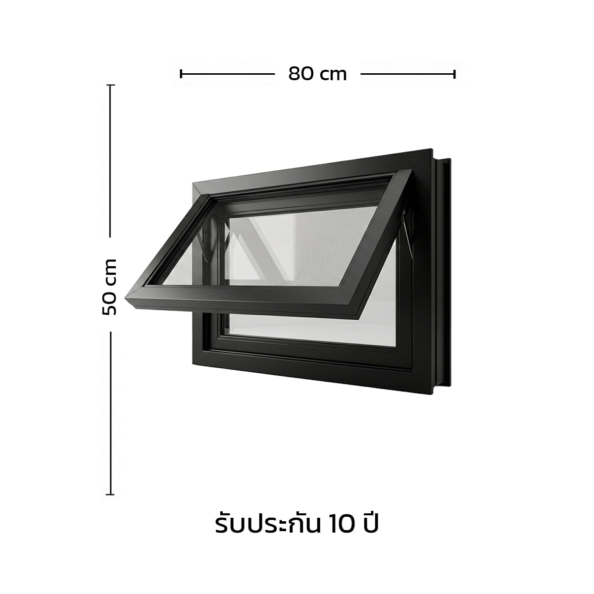 หน้าต่างบานกระทุ้งพร้อมมุ้ง UPVC GOSCH 80×50 ซม. สีดำ_1