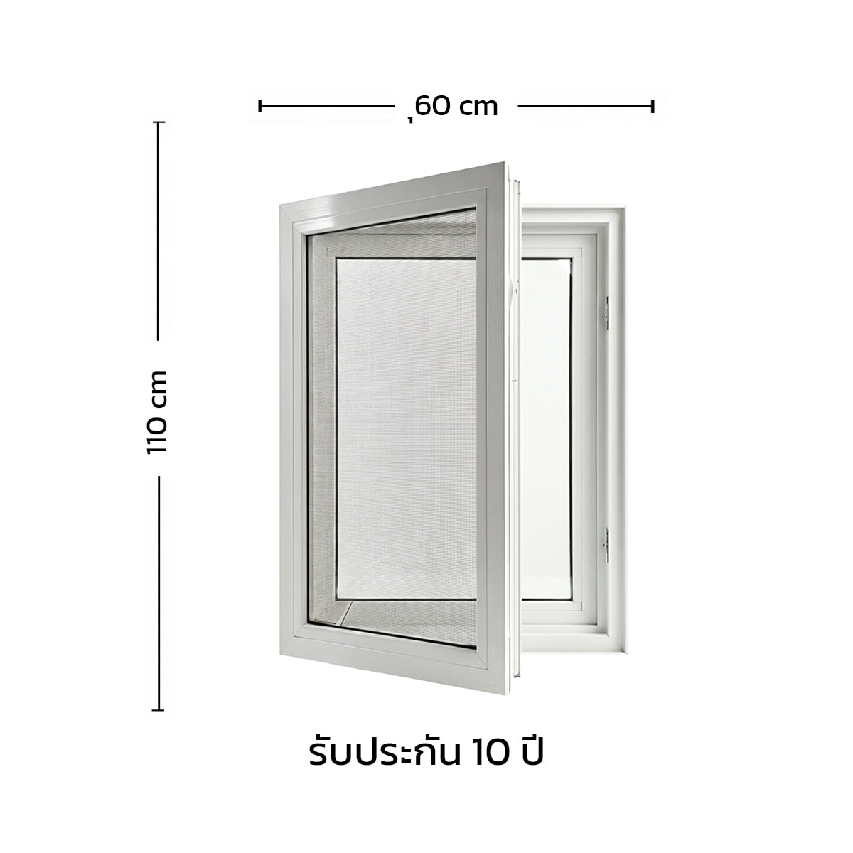 หน้าต่างบานเปิดเดี่ยวพร้อมมุ้ง UPVC GOSCH 60×110 ซม. สีขาว_1