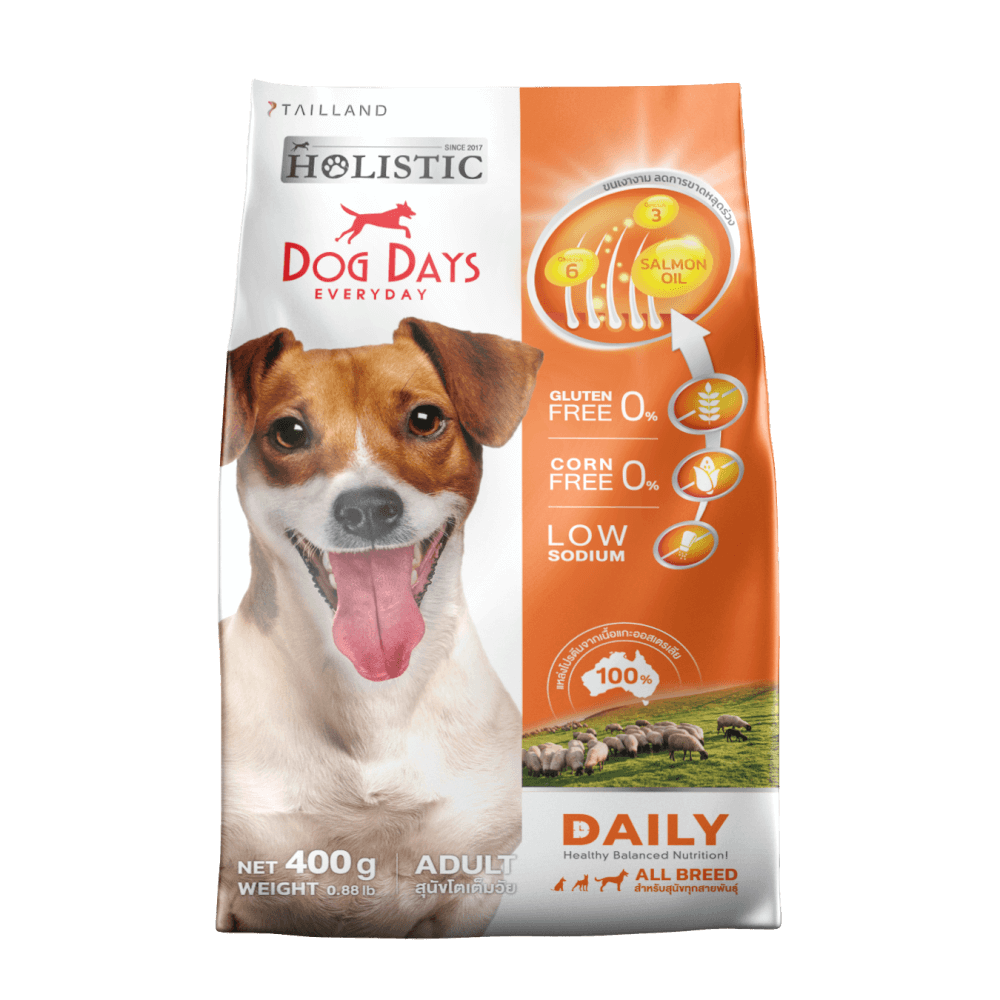 อาหารเม็ดสำหรับสุนัข DOG DAYS DAILY เกรดโฮลิสติก รสเนื้อแกะ สูตรลดขนร่วงโดยเฉพาะ (400 G)