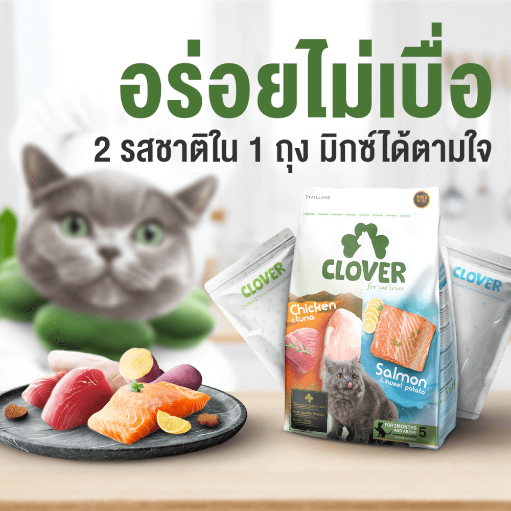 อาหารแมว CLOVER สูตร MIX BY YOU รสไก่กับทูน่า และแซลมอน เกรด HOLISTIC GRAIN-FREE โซเดียมต่ำ (1.5 KG)_4