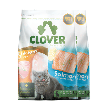 อาหารแมว CLOVER สูตร MIX BY YOU รสไก่กับทูน่า และแซลมอน เกรด HOLISTIC GRAIN-FREE โซเดียมต่ำ (3 KG)_0