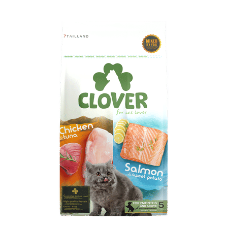 อาหารแมว CLOVER สูตร MIX BY YOU รสไก่กับทูน่า และแซลมอน เกรด HOLISTIC GRAIN-FREE โซเดียมต่ำ (5 KG)_0