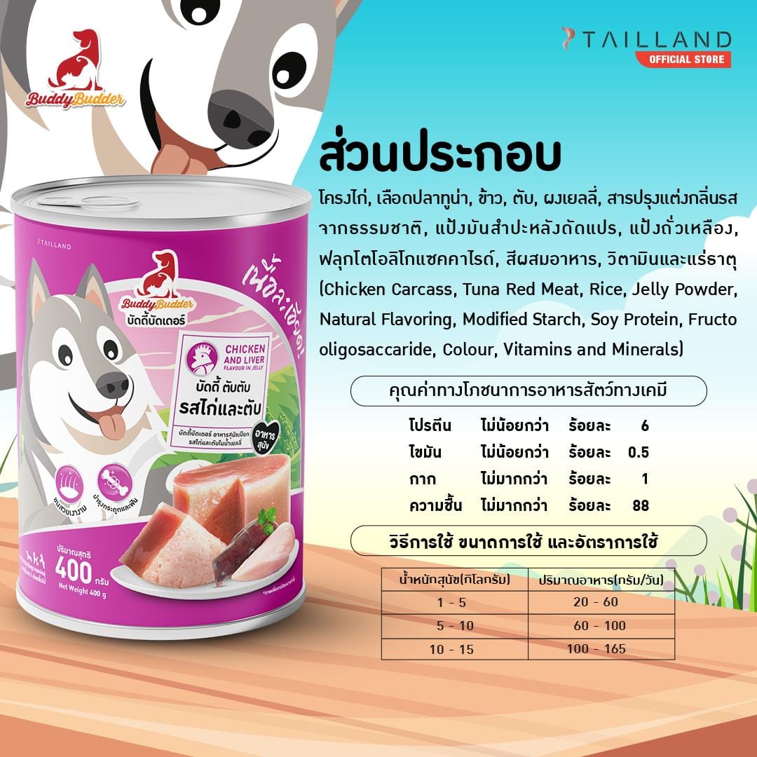 อาหารเปียกสุนัข BUDDYBUDDER บัดดี้ ตับตับ – รสไก่และตับ 400 กรัม_1