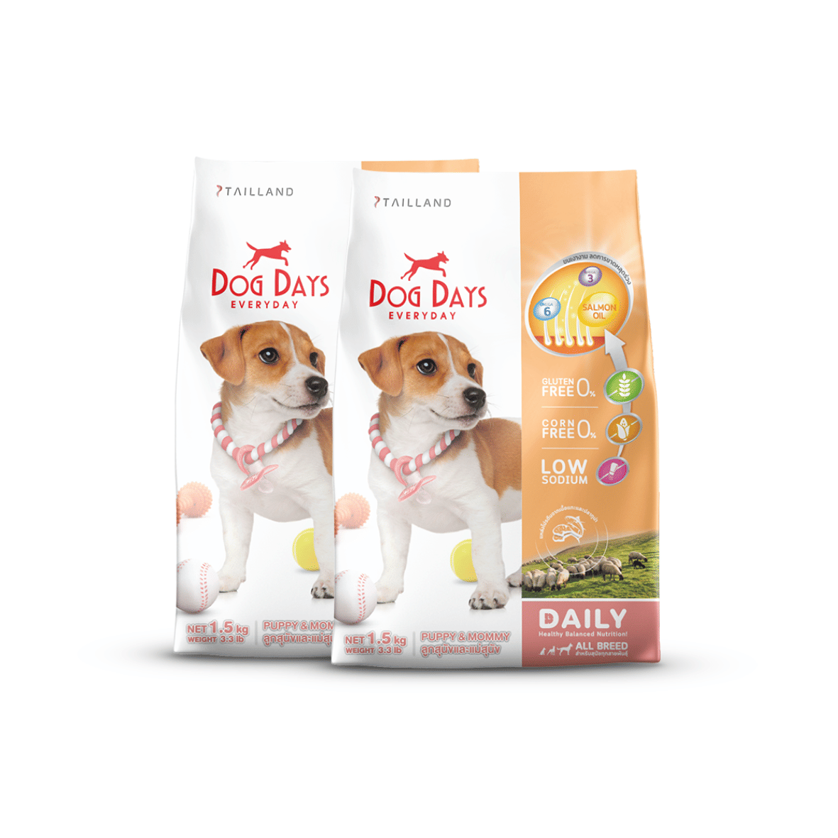 อาหารเม็ดสำหรับสุนัข DOG DAYS DAILY เกรดโฮลิสติก รสแกะและปลาทูน่า สูตร PUPPY & MOMMYโดยเฉพาะ 1.5 กก. (ชุด 2 ถุง)_0