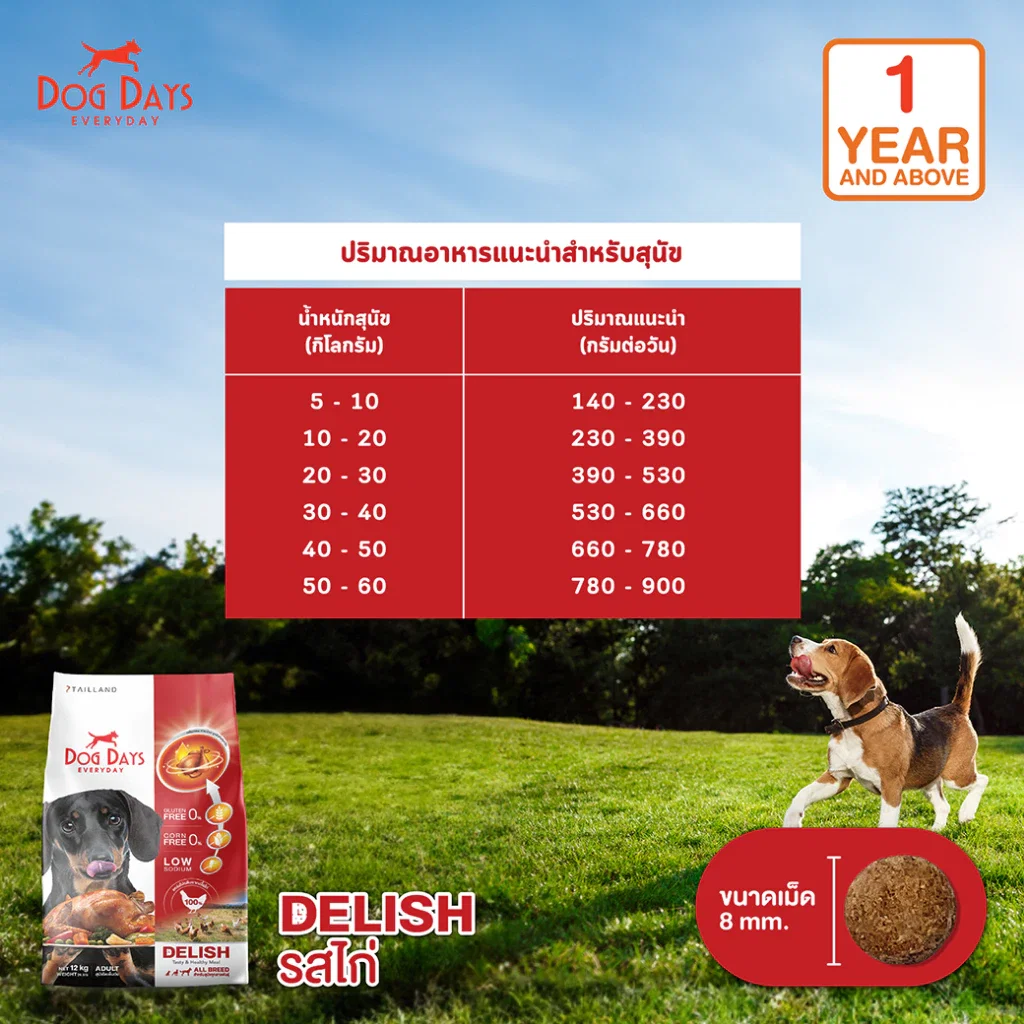 อาหารเม็ดสำหรับสุนัข DOG DAYS DELISH เกรดโฮลิสติก รสไก่ สูตรสำหรับสุนัขทานยากโดนเฉพาะ 3 กก. (ชุด 2 ถุง)_5